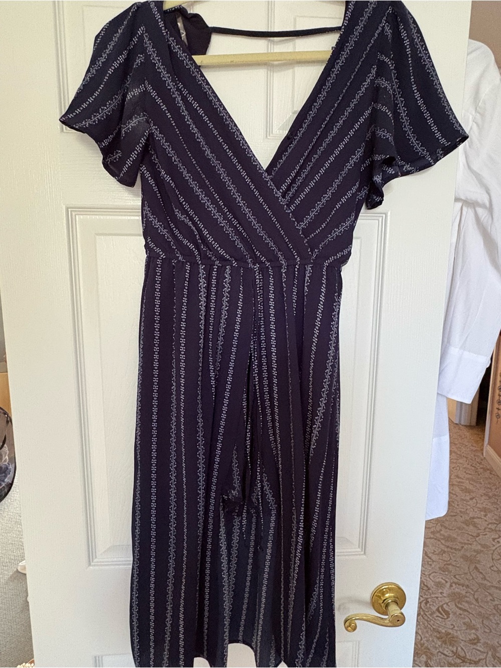 Navy Striped Wrap rompers